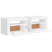 Miniatyr av produktbild för Sängbord med LEDs 2 st vit 60x35x40 cm