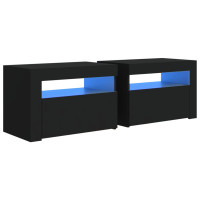 Miniatyr av produktbild för Sängbord med LEDs 2 st Svart 60x35x40 cm