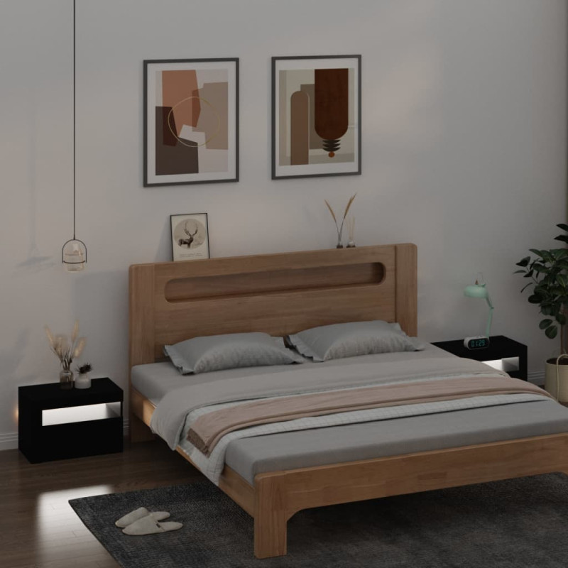 Produktbild för Sängbord med LEDs 2 st Svart 60x35x40 cm