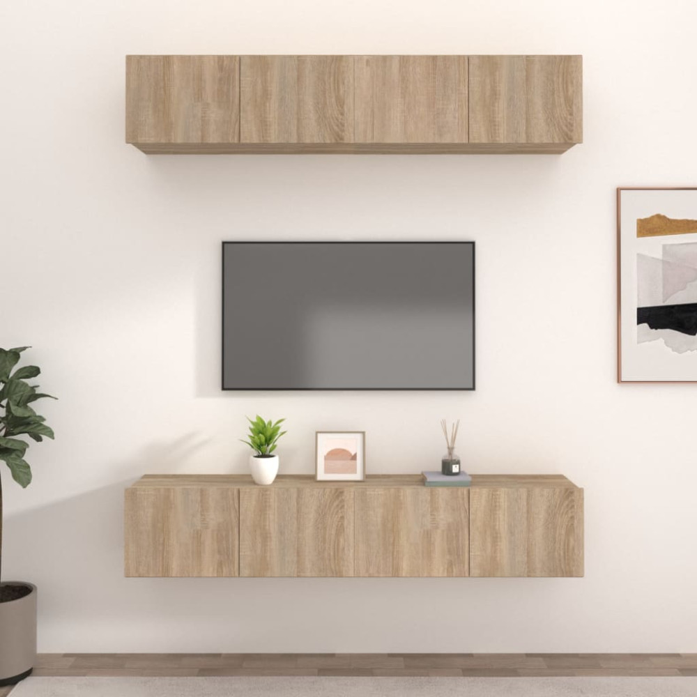 Produktbild för Tv-skåp 4 delar sonoma-ek 80x30x30 cm konstruerat trä