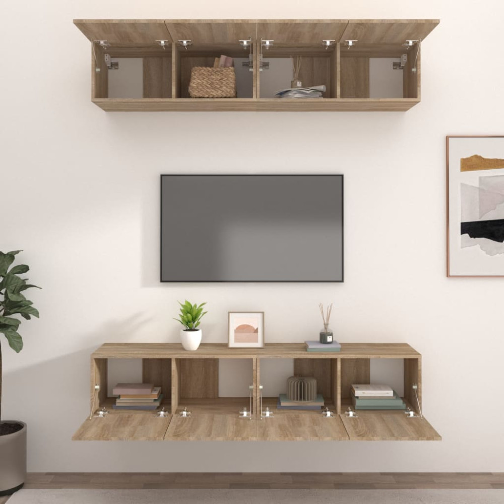 Produktbild för Tv-skåp 4 delar sonoma-ek 80x30x30 cm konstruerat trä