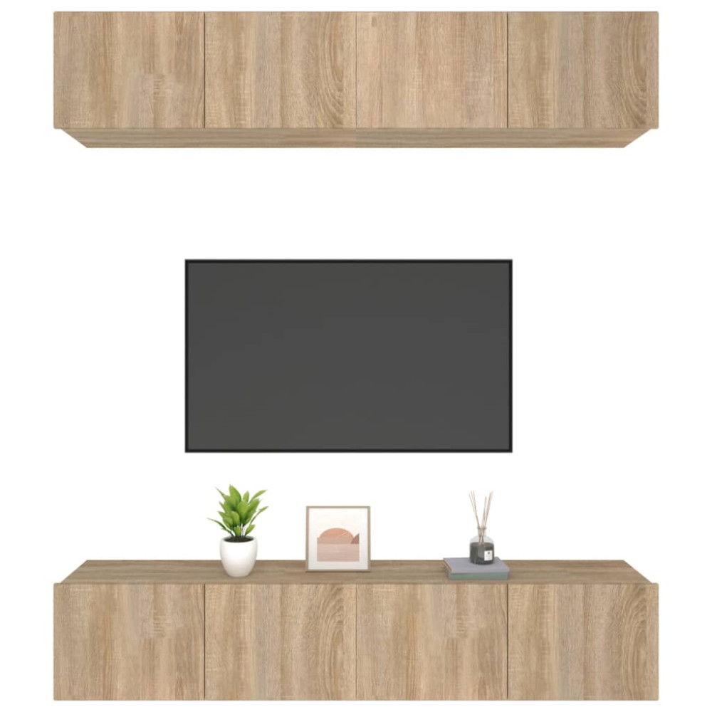 Produktbild för Tv-skåp 4 delar sonoma-ek 80x30x30 cm konstruerat trä