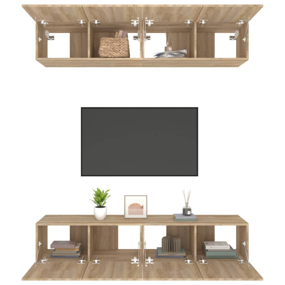 Produktbild för Tv-skåp 4 delar sonoma-ek 80x30x30 cm konstruerat trä
