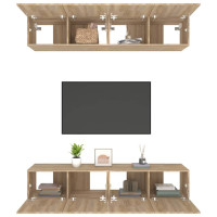 Produktbild för Tv-skåp 4 delar sonoma-ek 80x30x30 cm konstruerat trä