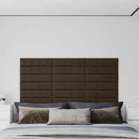 Produktbild för Väggpaneler 12 st brun 60x15 cm konstläder 1,08 m²