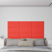 Produktbild för Väggpaneler 12 st röd 60x30 cm konstläder 2,16 m²