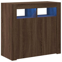 Produktbild för Skänk med LED-belysning brun ek 80x35x75 cm