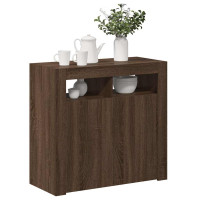 Produktbild för Skänk med LED-belysning brun ek 80x35x75 cm
