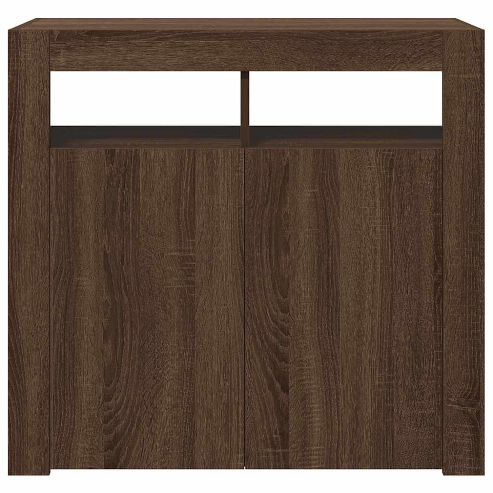 Produktbild för Skänk med LED-belysning brun ek 80x35x75 cm