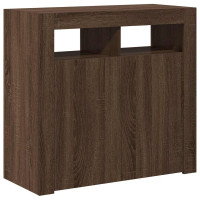 Produktbild för Skänk med LED-belysning brun ek 80x35x75 cm