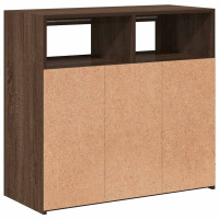 Produktbild för Skänk med LED-belysning brun ek 80x35x75 cm