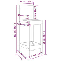 Produktbild för Barstolar 2 st Svart 40x41,5x112 cm massiv furu