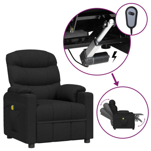 vidaXL Elektrisk massagefåtölj svart tyg