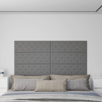 Produktbild för Väggpaneler 12 st grå 90x30 cm konstläder 3,24 m²