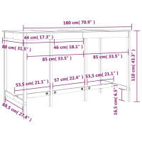 Produktbild för Barbord vit 180x80x110cm massiv furu