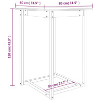 Produktbild för Barbord vit 80x80x110 cm massivt furuträ