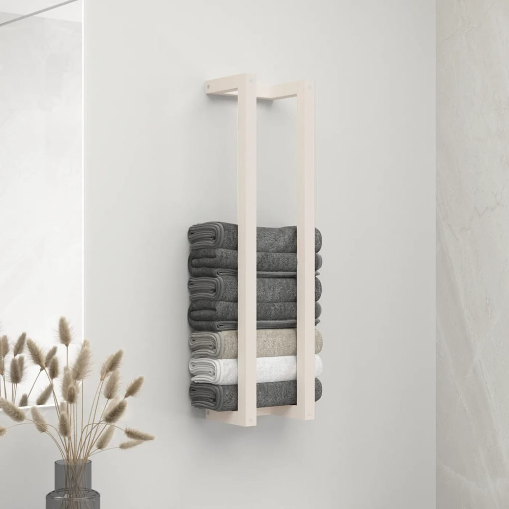 Produktbild för Handduksställ Vit 23x18x90 cm massiv furu