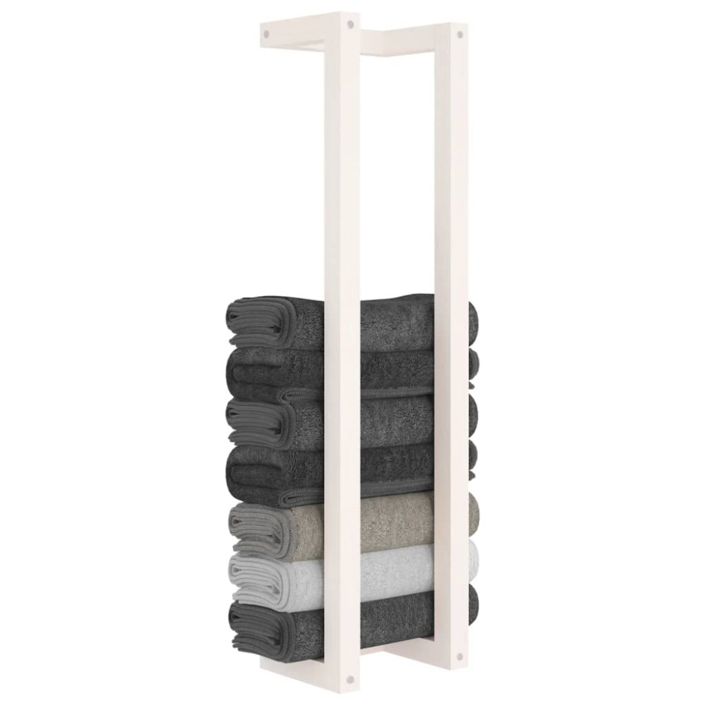 Produktbild för Handduksställ Vit 23x18x90 cm massiv furu