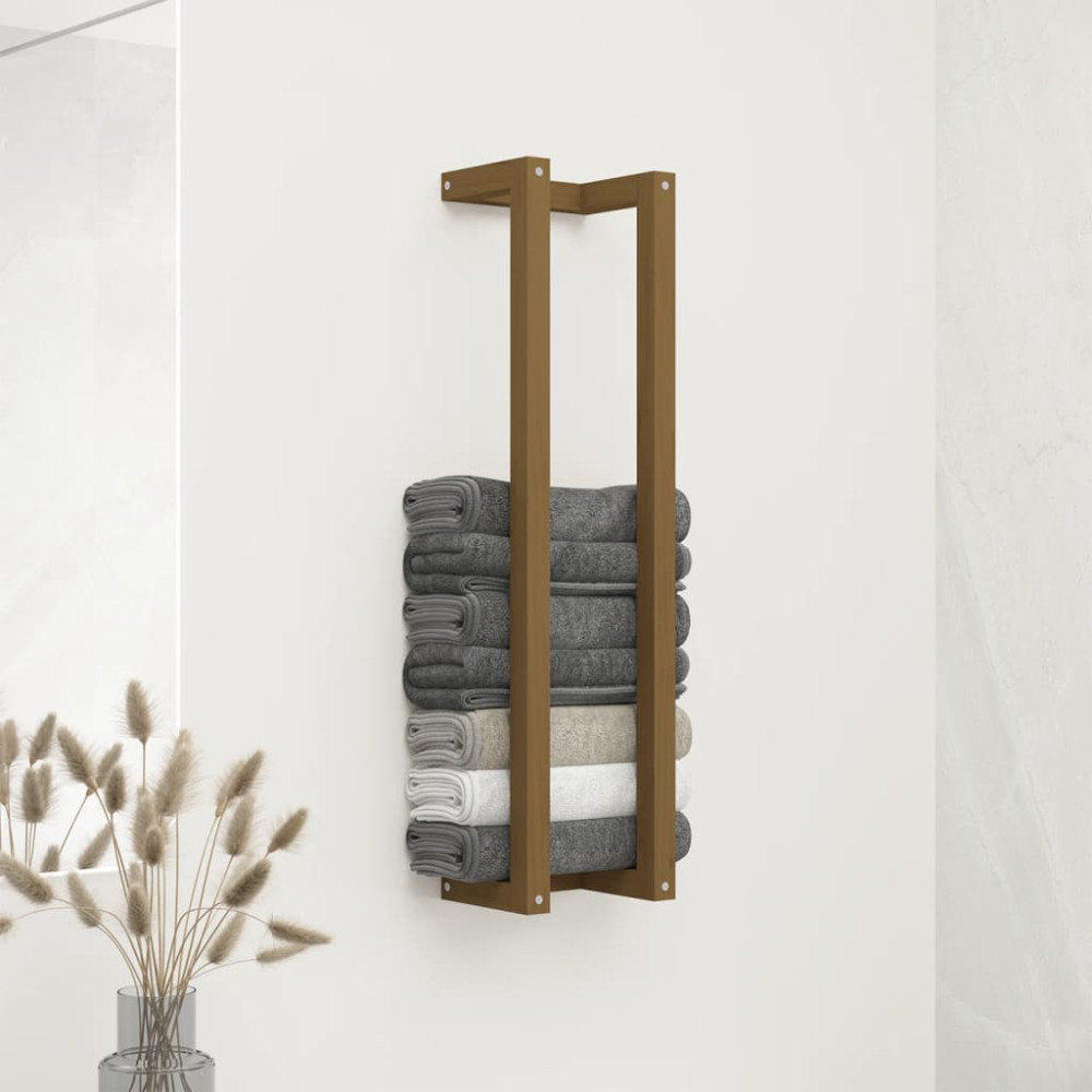 Produktbild för Handdukshängare honungsbrun 23x18x90 cm massiv furu