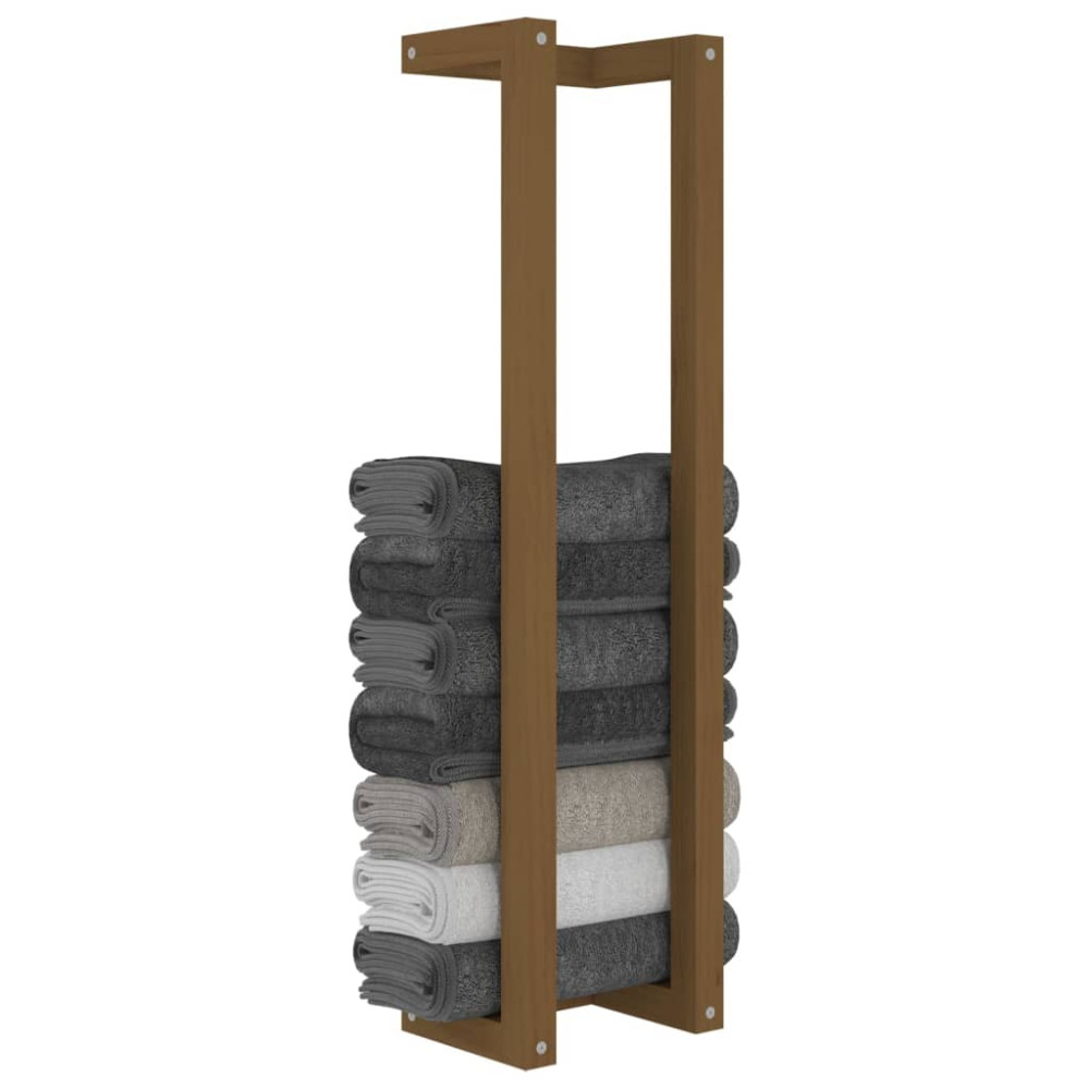 Produktbild för Handdukshängare honungsbrun 23x18x90 cm massiv furu