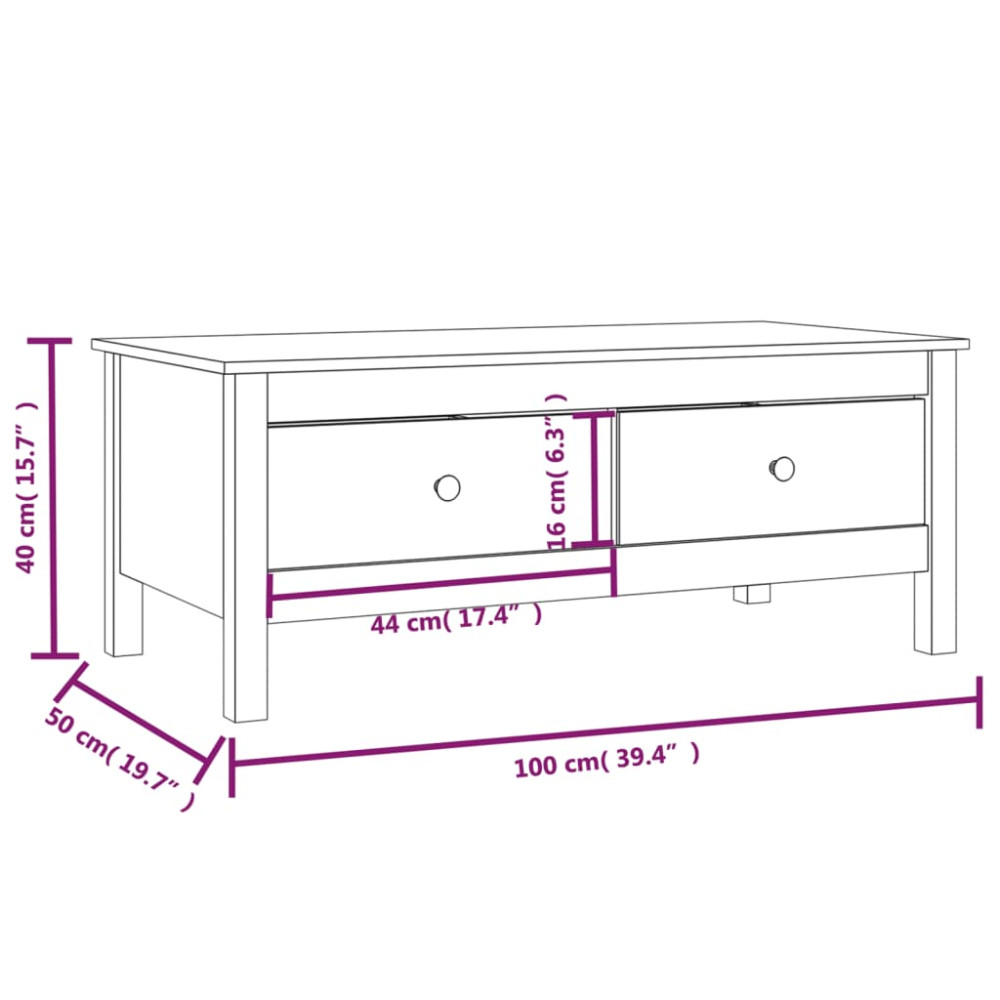 Produktbild för Soffbord 100x50x40 cm massiv furu
