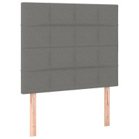 Produktbild för Sängram med huvudgavel mörkgrå 120x200 cm tyg