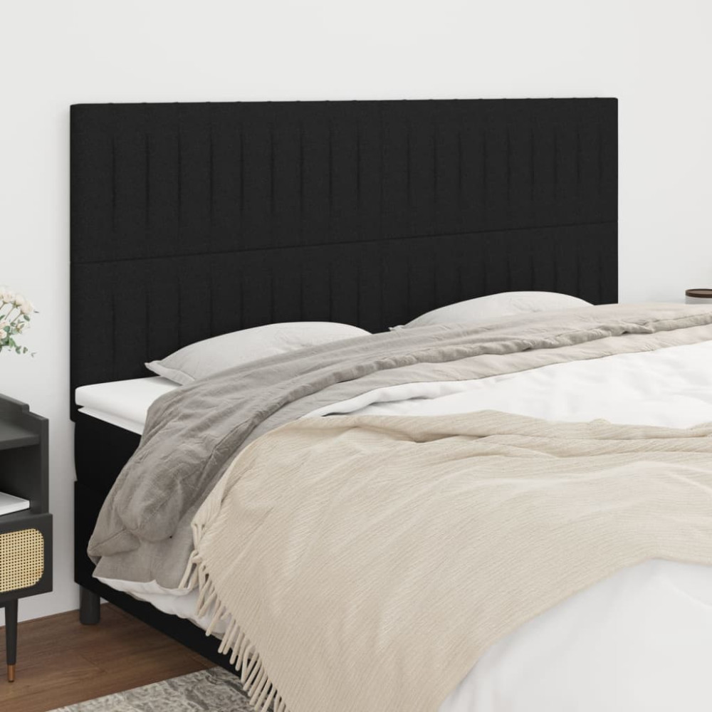 Produktbild för Sänggavel svart 160x5x118/128 cm tyg