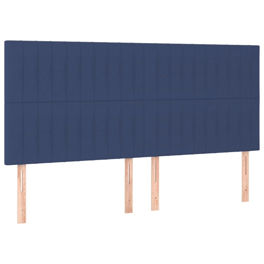 Produktbild för Sänggavel blå 160x5x118/128 cm tyg