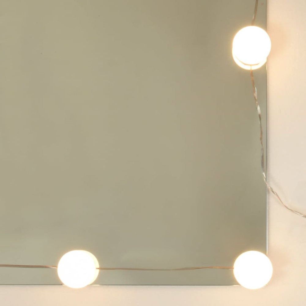 Produktbild för Sminkbord LED med skåp rökfärgad ek konstruerat trä
