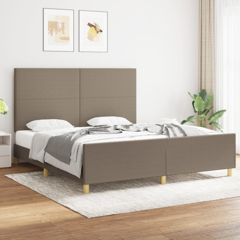 Produktbild för Sängram utan madrass taupe 180x200 cm tyg