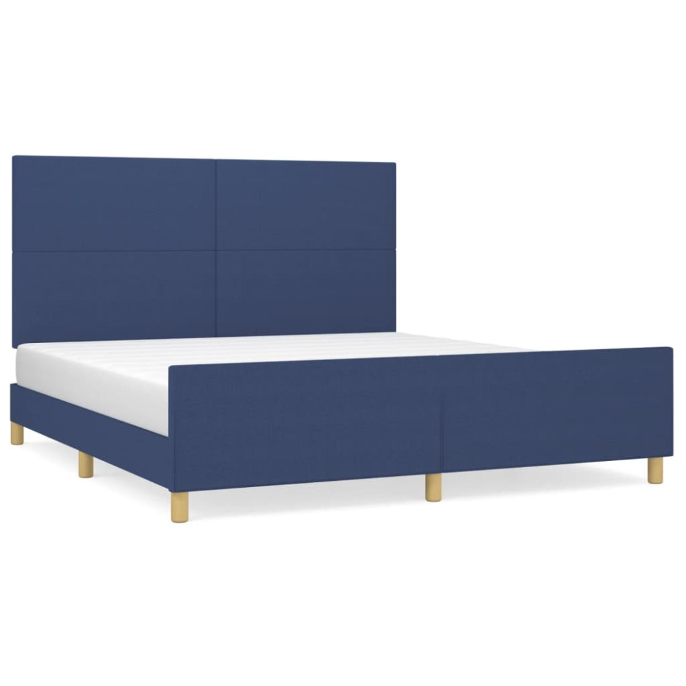 Produktbild för Sängram utan madrass blå 180x200 cm tyg