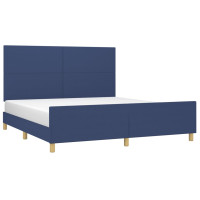 Produktbild för Sängram utan madrass blå 180x200 cm tyg