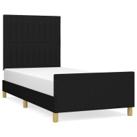 Produktbild för Sängram utan madrass svart 90x190cm tyg