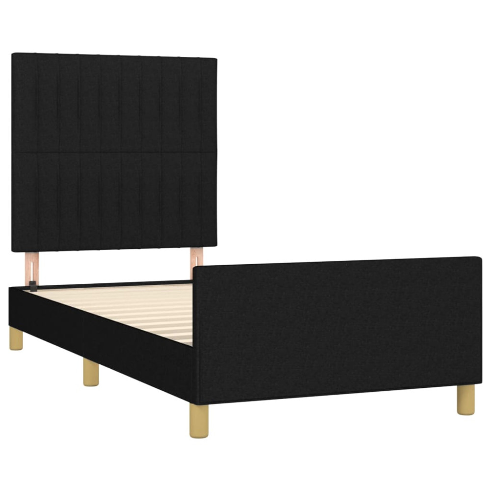 Produktbild för Sängram utan madrass svart 90x190cm tyg