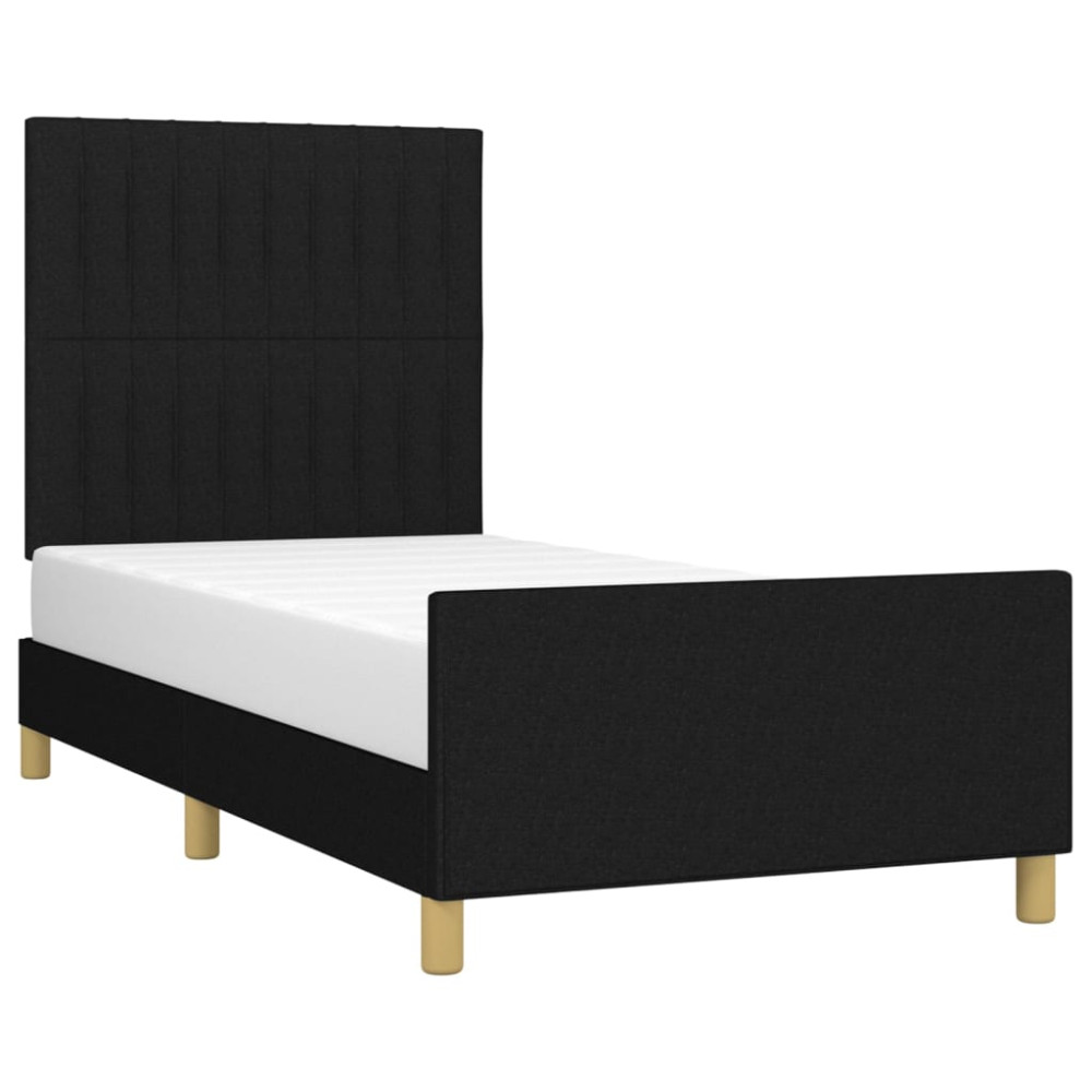 Produktbild för Sängram utan madrass svart 90x200 cm tyg