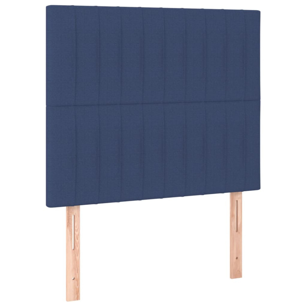 Produktbild för Sängram utan madrass blå 90x200cm tyg