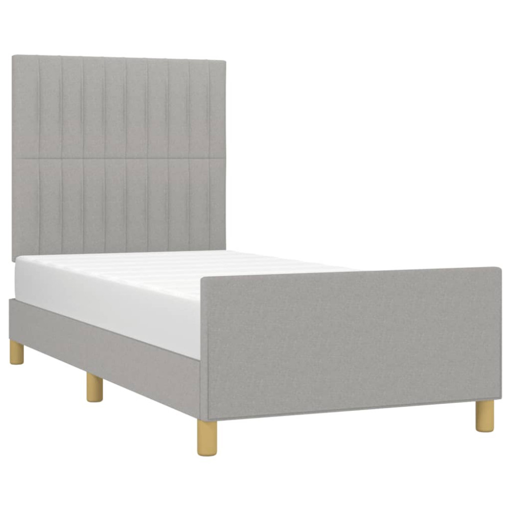Produktbild för Sängram utan madrass ljusgrå 100x200 cm tyg