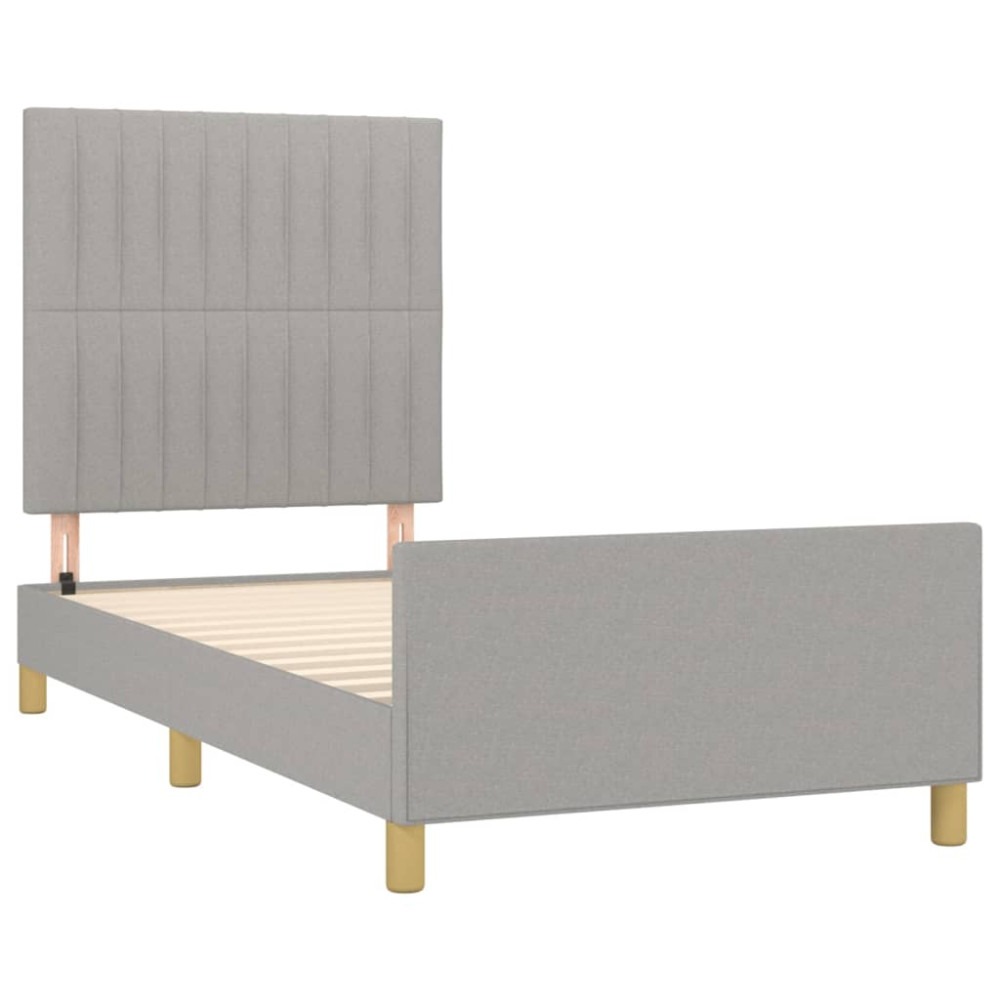 Produktbild för Sängram utan madrass ljusgrå 100x200 cm tyg