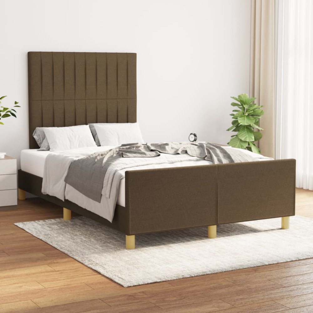 Produktbild för Sängram utan madrass mörkbrun 120x200 cm tyg