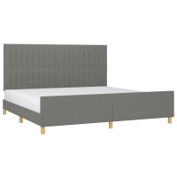 Produktbild för Sängram utan madrass mörkgrå 200x200 cm tyg