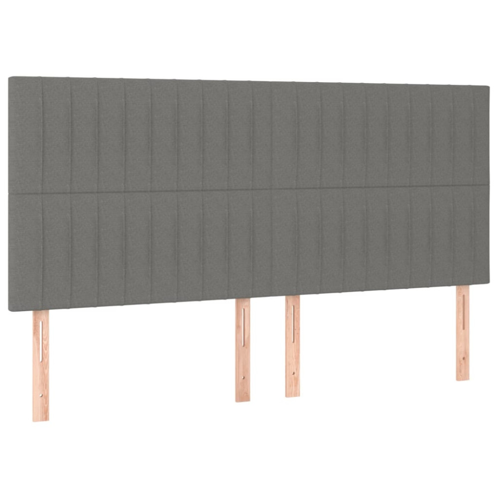 Produktbild för Sängram utan madrass mörkgrå 200x200 cm tyg
