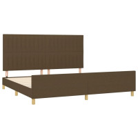 Produktbild för Sängram utan madrass mörkbrun 200x200 cm tyg