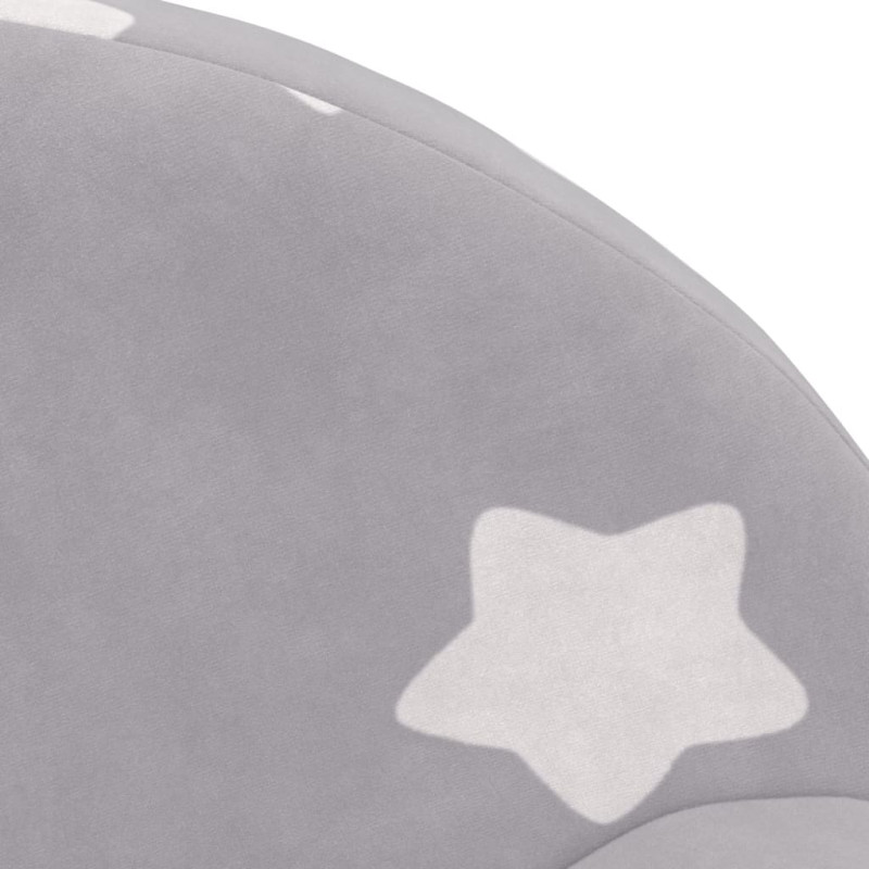 Produktbild för Barnsoffa 2-sits ljusgrå med stjärnor mjuk plysch