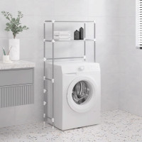 Produktbild för Hylla för tvättmaskin med 2 hyllplan grå 69x28x143 cm järn