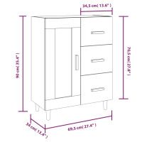 Produktbild för Skänk vit högglans 69,5x34x90 cm konstruerat trä