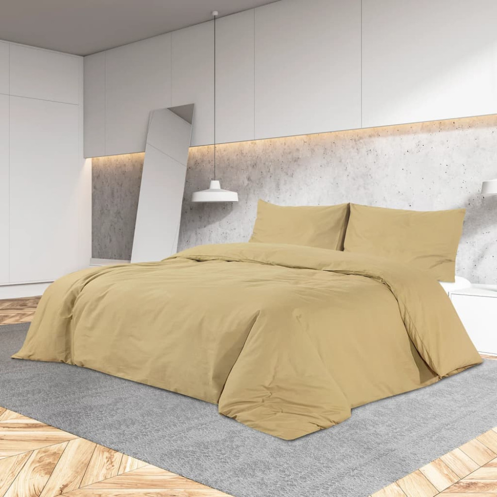 Produktbild för Bäddset taupe 200x200 cm lätt mikrofiber