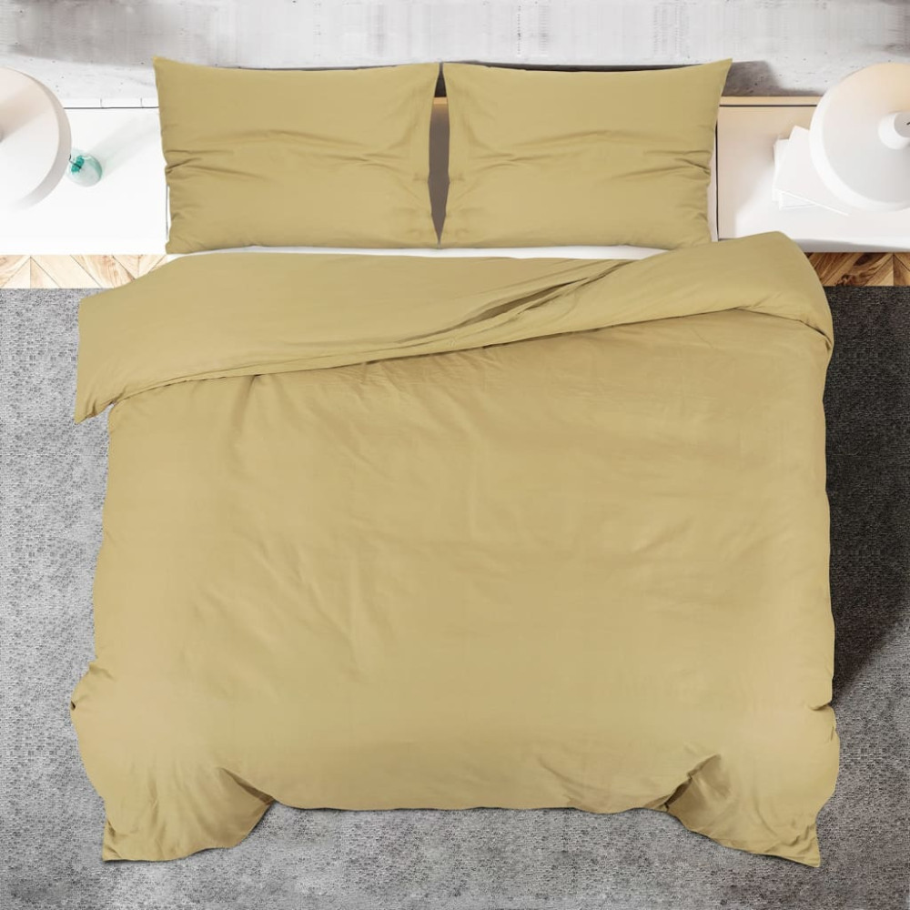 Produktbild för Bäddset taupe 200x200 cm lätt mikrofiber