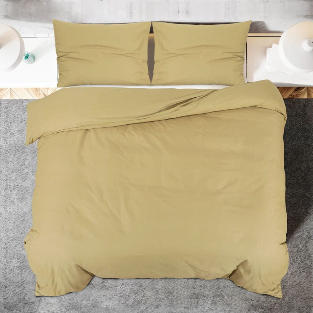 Produktbild för Bäddset taupe 140x200 cm lätt mikrofiber