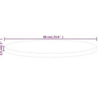 Produktbild för Rund bordsskiva Ø60x2,5 cm obehandlat massiv ek