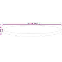 Produktbild för Rund bordsskiva Ø70x2,5 cm obehandlat massiv ek